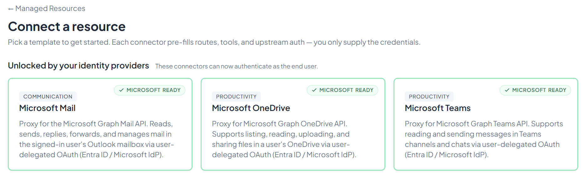 Connector list — Microsoft Mail ready